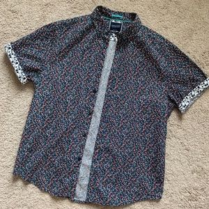 Denim & Flower Short Sleeve Floral Button Down XL